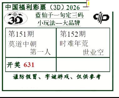 2026152期3d字谜图谜总汇
