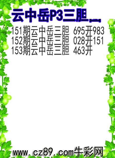 26年153期云中岳P3三胆图