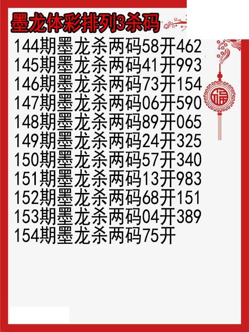 26年154期墨龙体彩排列3杀码图