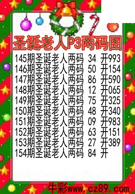 26年154期圣诞老人P3两码图