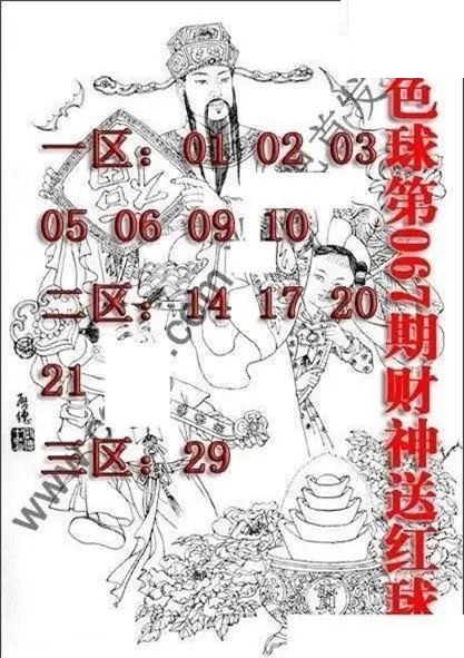 福彩双色球2026年067期财神送红球图谜