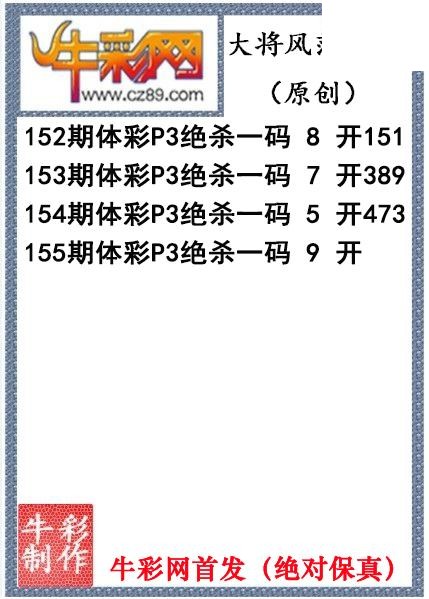 大将风范杀码155期体彩p3图谜（原创）