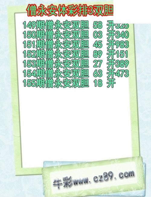 26年155期僧永安体彩排3双胆图