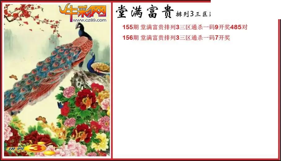 2026156期P3堂满富贵杀码图谜