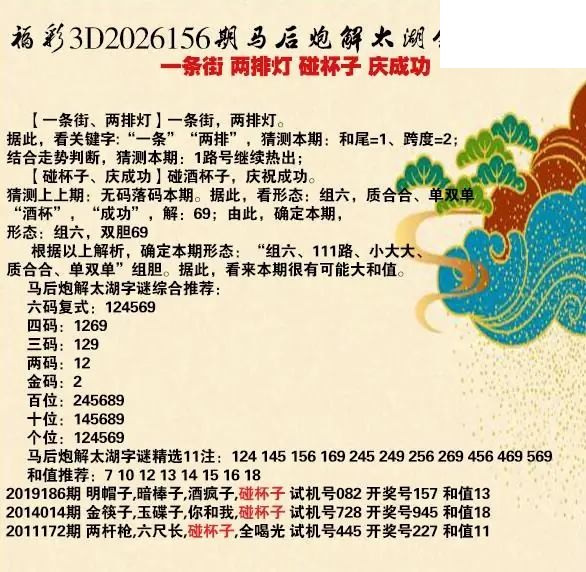 马后炮解26年156期3d太湖钓叟之 庆成功 
