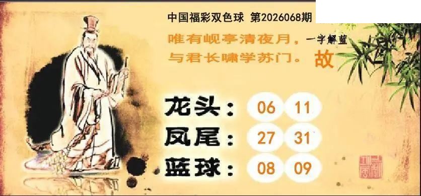 提笔揭奖26年068期双色球图谜