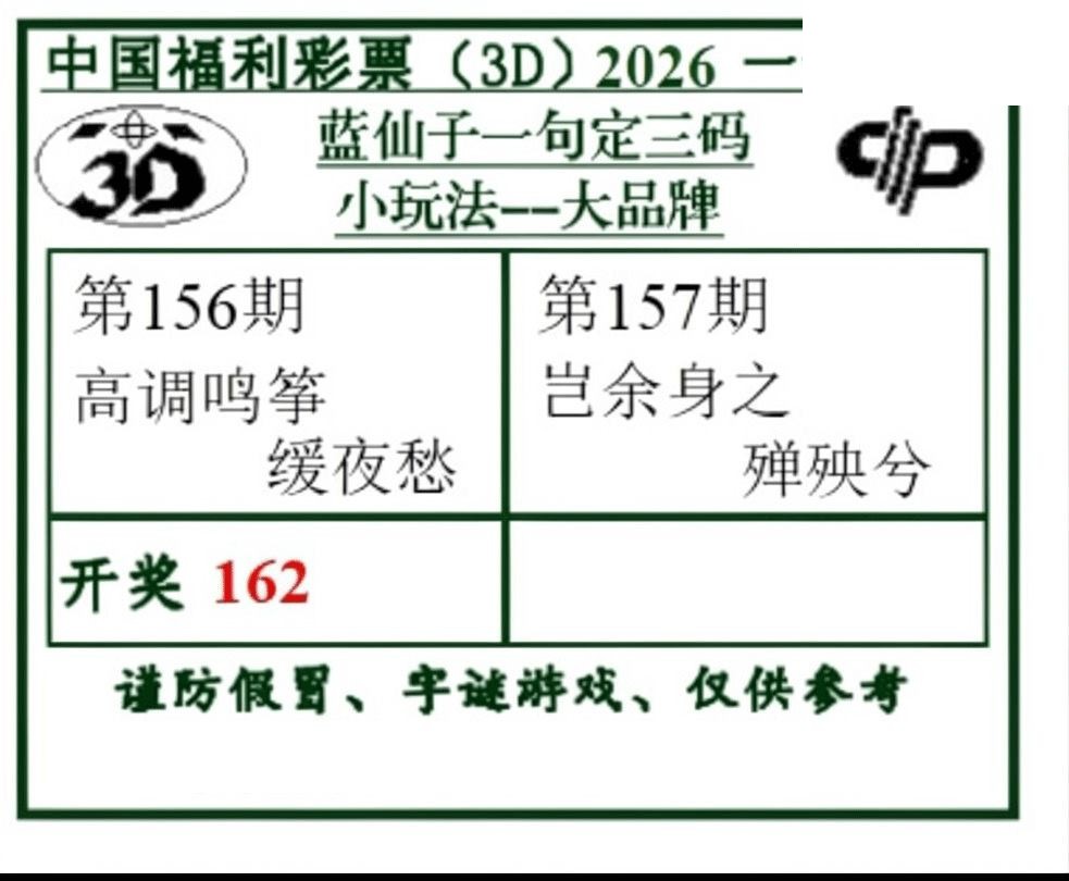 2026157期3d字谜图谜总汇