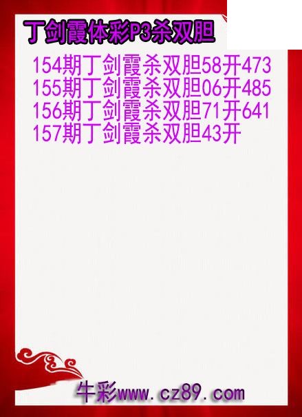 26年157期丁剑霞体彩P3杀双胆图