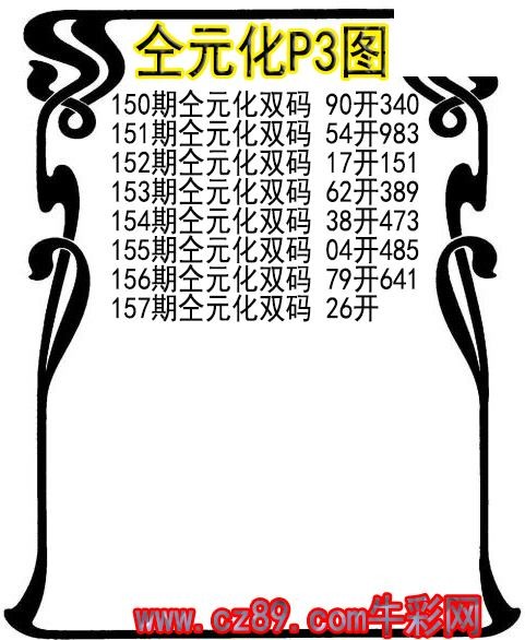 26年157期仝元化P3图谜