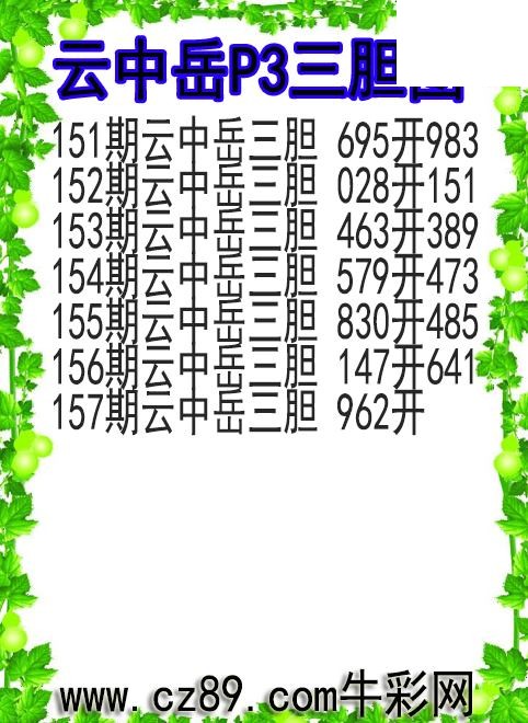 26年157期云中岳P3三胆图