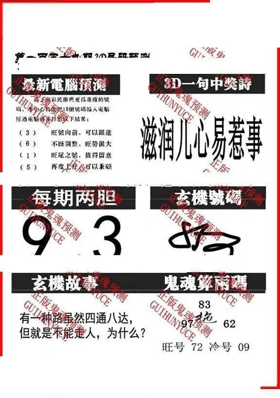 2026159期3D图谜汇总（二）