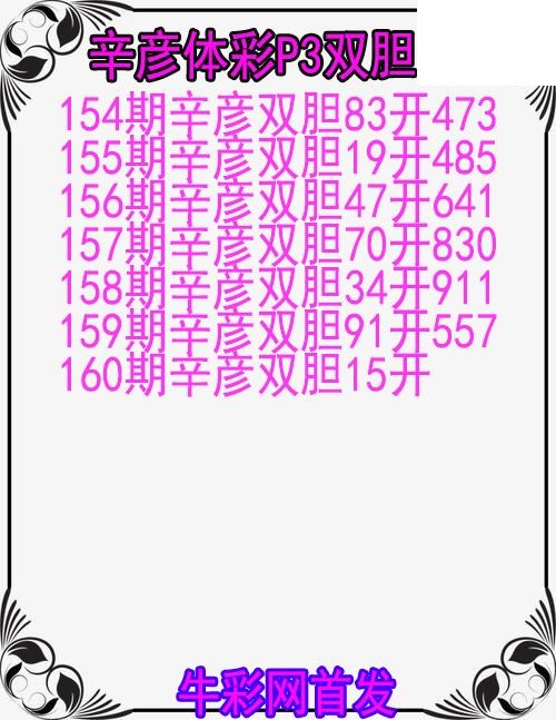 26年160期辛彦体彩P3双胆图