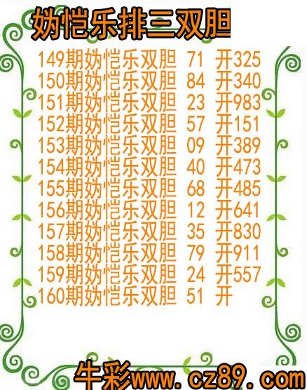 26年160期妫恺乐排三双胆图