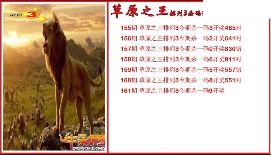 2026161期P3草原之王杀号预测图