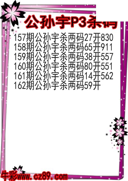 26年162期公孙宇P3杀码图
