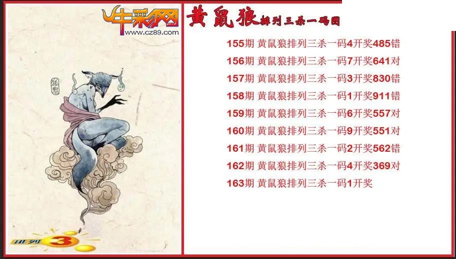 2026163期P3黄鼠狼杀一码图