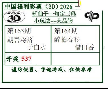 2026164期3d字谜图谜总汇