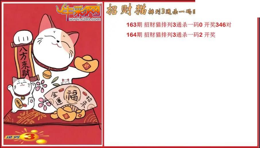 2026164期P3招财猫通杀一码图