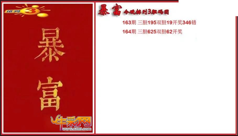 2026164期P3暴富今晚胆码图