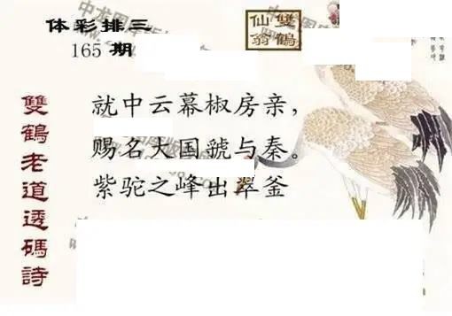 体彩P32026年165期 中龙系列全图