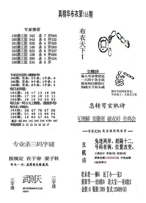2026166期真精华布衣123456