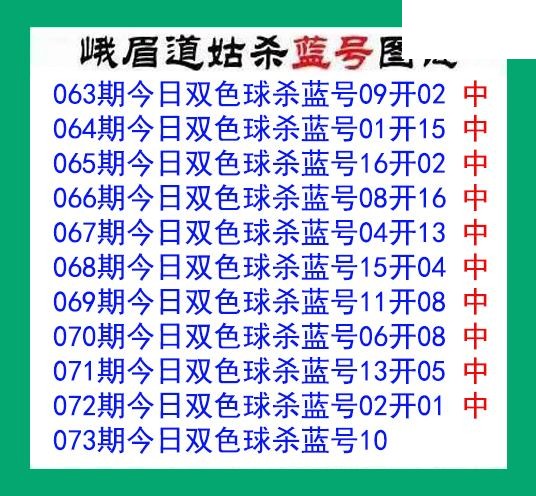 峨眉道姑杀蓝号073期双色球图谜 10中10