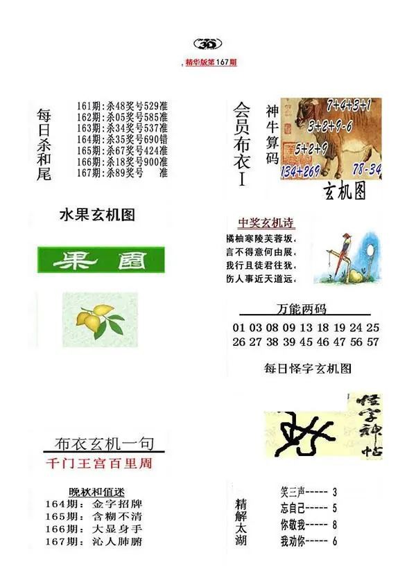 真精华布衣报2026167期3d图谜