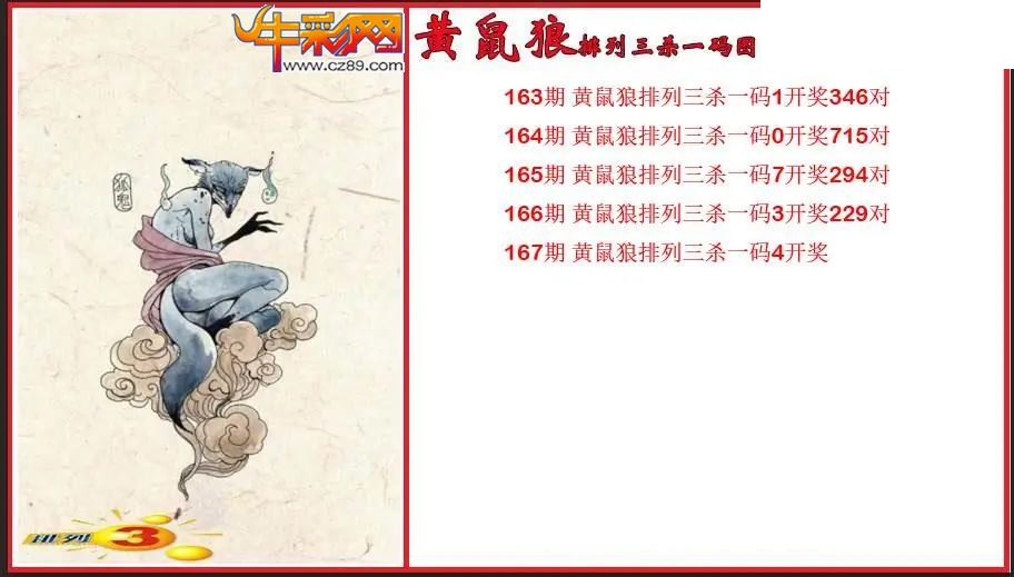 2026167期P3黄鼠狼杀一码图