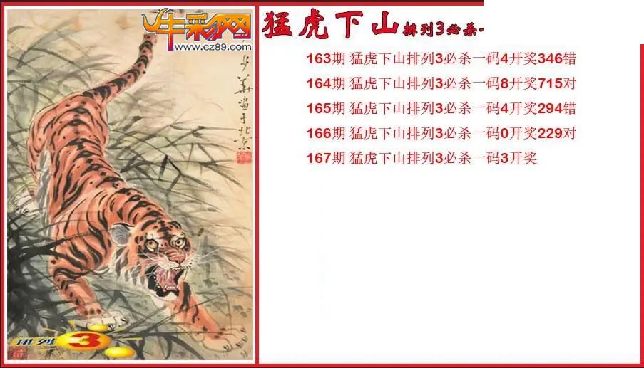 2026167期P3猛虎下山必杀一码图