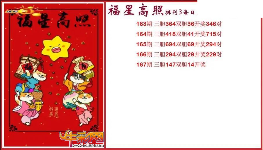 2026167期P3福星高照每日三胆必下一图
