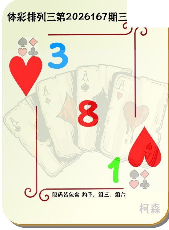 2026167期排列三 柯森三色定胆图