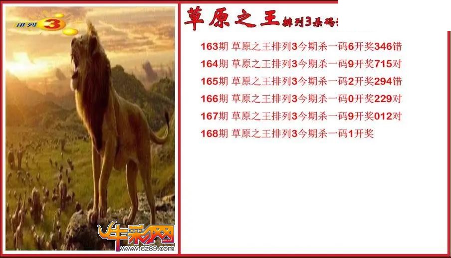 2026168期P3草原之王杀号预测图