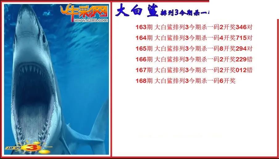 2026168期P3大白鲨今期杀一码图