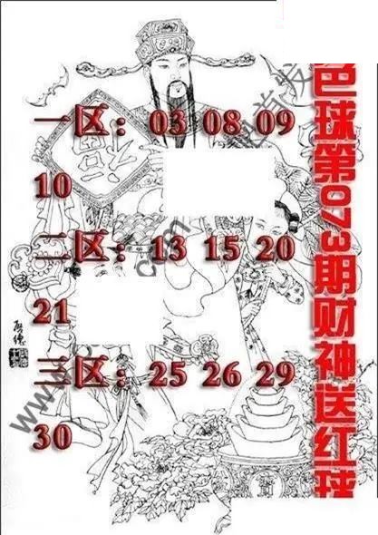 福彩双色球2026年073期财神送红球图谜