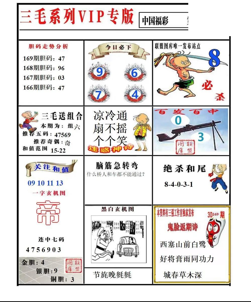 福彩3D2026169期图谜汇总