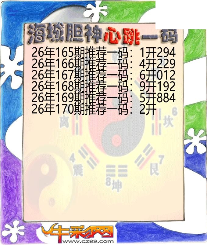 海城胆神心跳一码170期体彩P3图谜