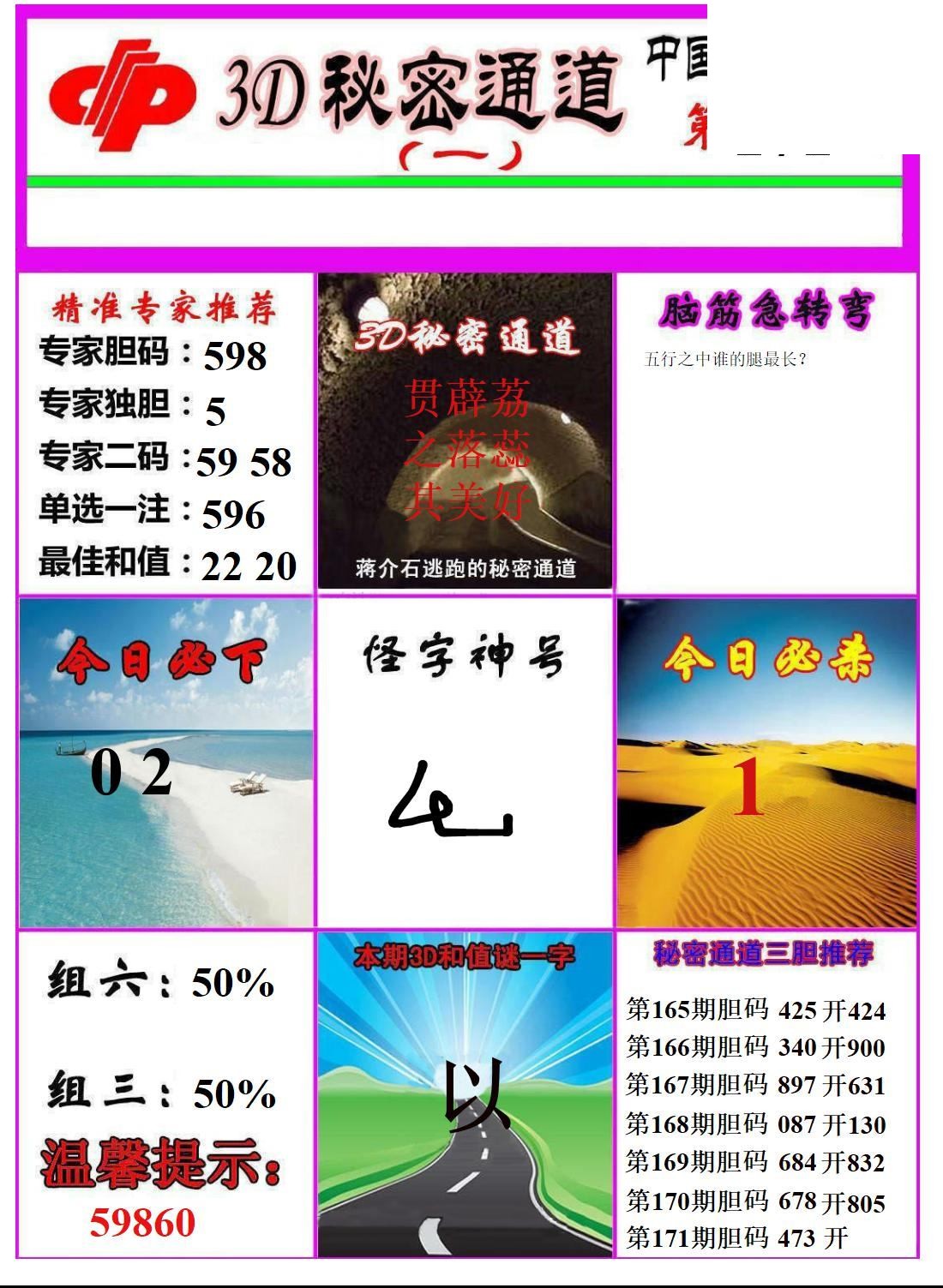 2026171期3d图谜汇总（五）