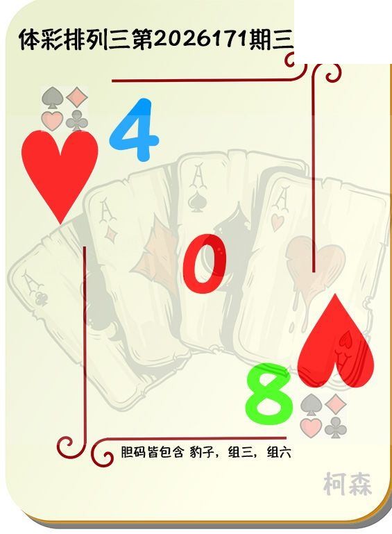 2026171期排列三 柯森三色定胆图