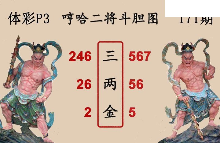 2026171期排列三 白鱼舟P3图谜二将斗胆图
