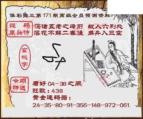 体彩P3171期 5188图谜（2026特一级会员版）