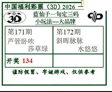 2026172期3d字谜图谜总汇