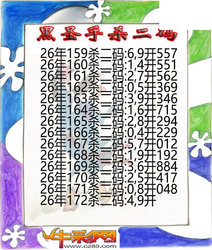 黑圣手杀二码172期体彩P3图谜