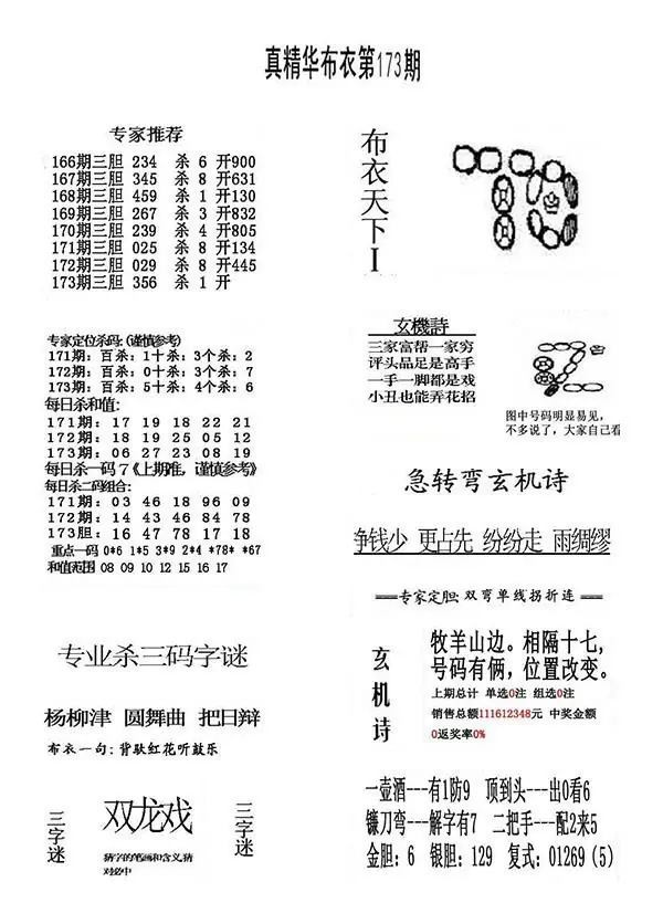 2026173期真精华布衣123456