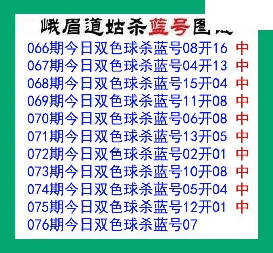 峨眉道姑杀蓝号076期双色球图谜 10中10