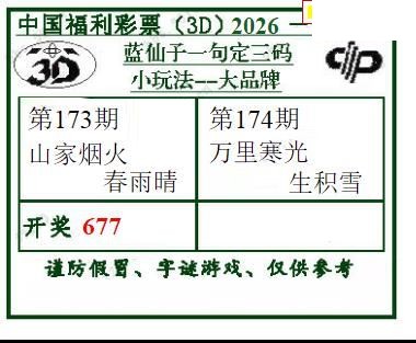 2026174期3d字谜图谜总汇