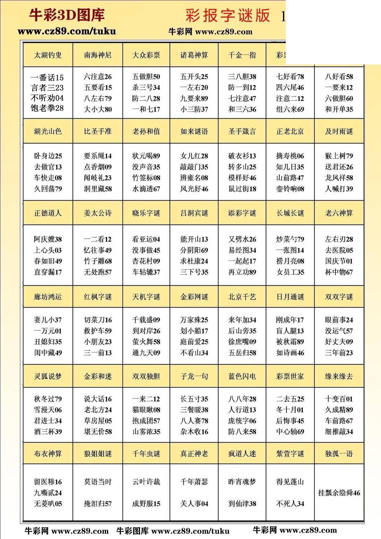 版3D字谜彩报图26年176期打印版