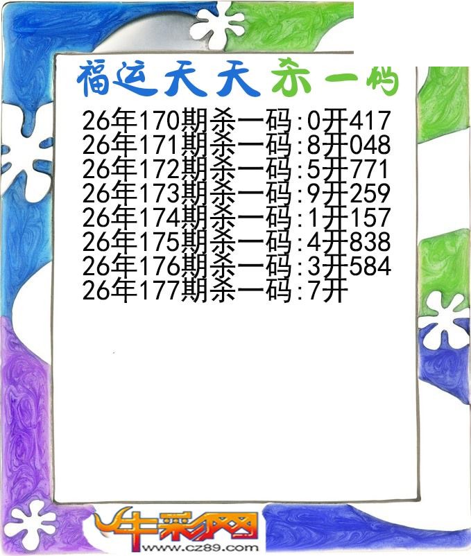 福运天天杀一码177期体彩P3图谜