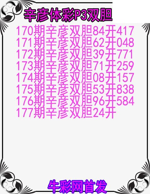 26年177期辛彦体彩P3双胆图