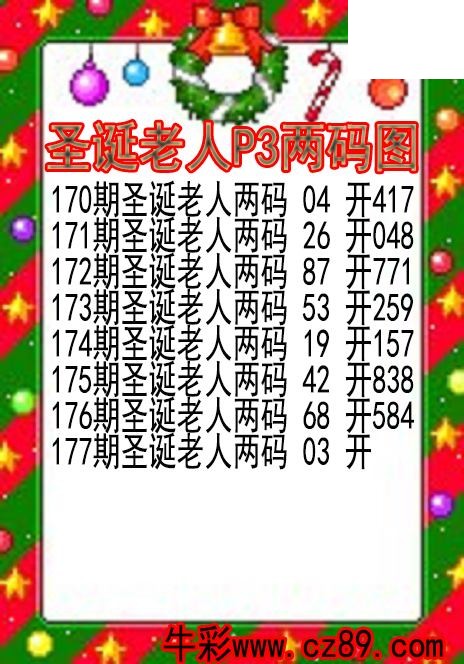 26年177期圣诞老人P3两码图