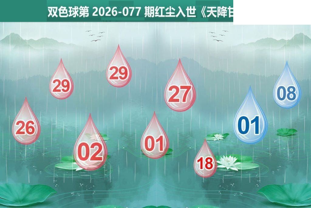 双色球2026年图迷077期 红尘入世 天降甘露图